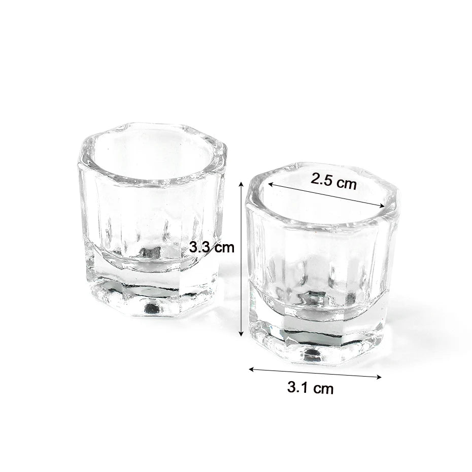 1pcs Nail Crystal Glass Nail Cup Acrylic Liquid Dappen Dish Clear Bowl Nail Powder Holder Container Equipment Tools