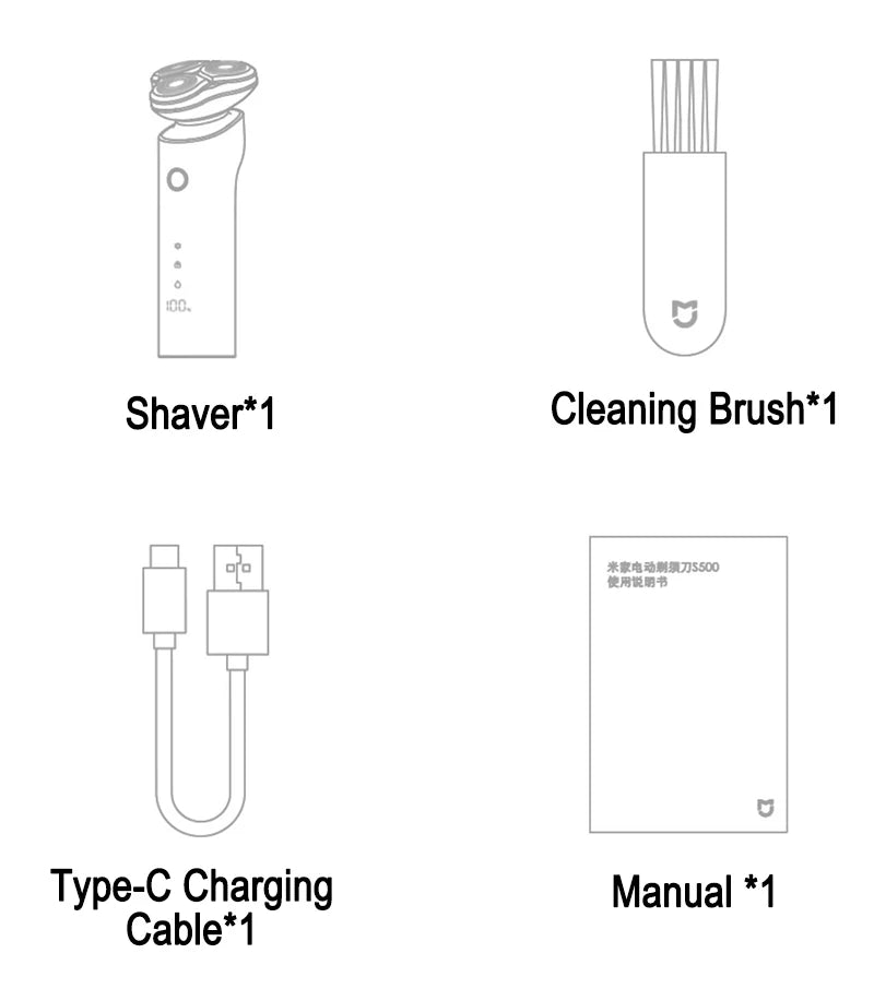 MIJIA S500 Electric Shaver Clipper Triple Blade Trimmer For Men Dry Wet Shaving Washable Beard Hair Cutting Machine Razor