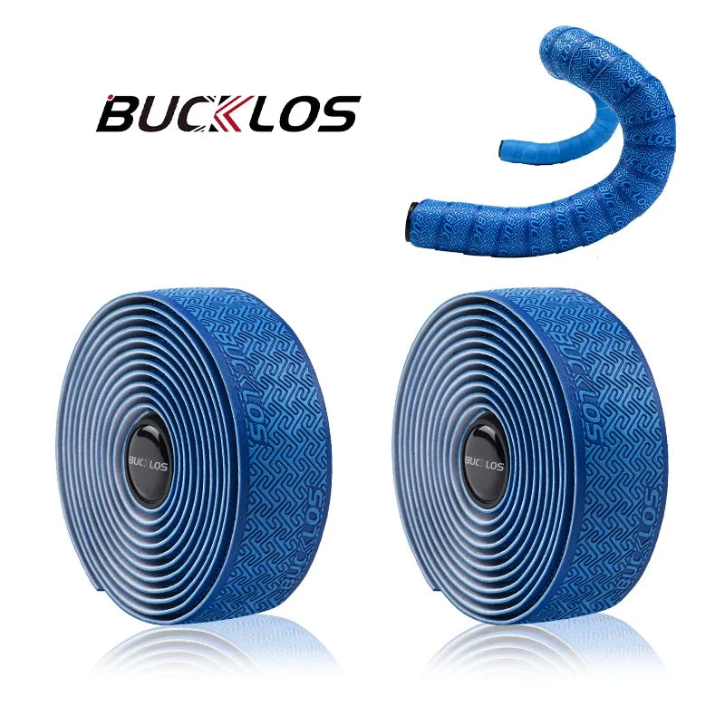 BUCKLOS Road Bike Handlebar Tapes PU Shock Bicycle Handle Bar Tape W/Bar End Plugs Anti-Slip Anti-Vibration Wrap Belts Bartape