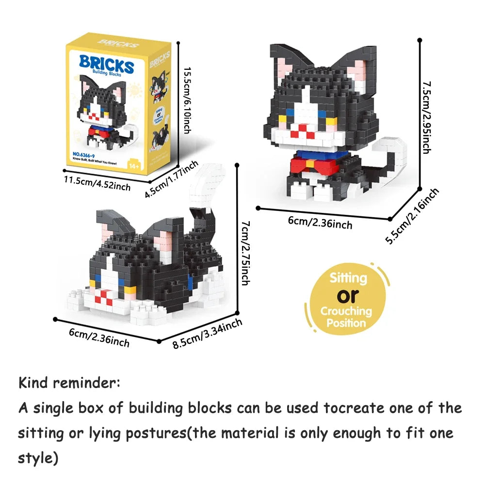 Micro Mini Super Cute Micro Cat Building Kit Tiny Pet Series Doll Figure The Perfect Miniature Gift for Cat Lovers and Girls