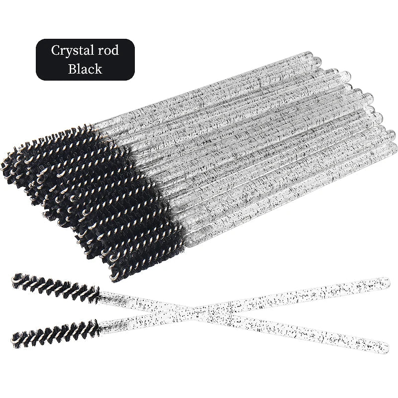 50 Pcs Eyelash Brushes Disposable Crystal Eyebrow Brush Mascara Wand Eye Lash Cosmetic Lashes Extension Makeup Tools