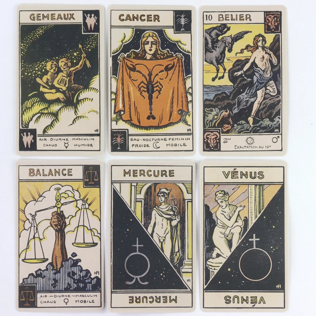 Astrological Zodiac Tarot Card Deck, "Le Tarot Astologique" Tarot Card 48 Pcs Oracle Cards 10.3*6cm
