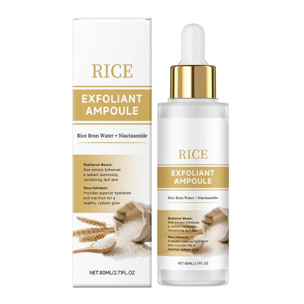 Black & White Rice Exfoliant Ampoule, White & Black Rice Exfoliating Essence Serum with Hyaluronic Acid, Deep Hydration Skincare