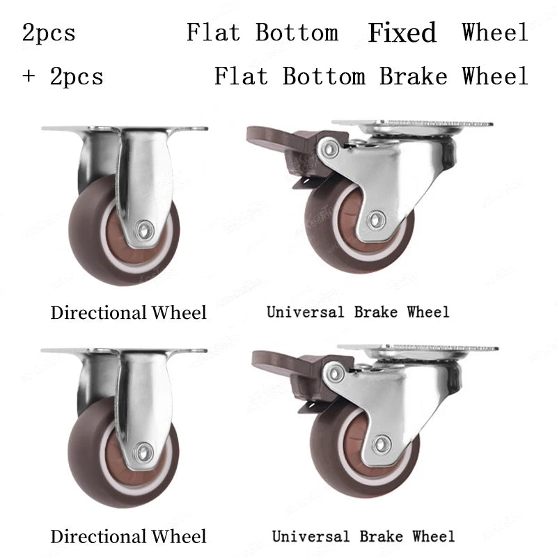 4PCS Furniture Wheels 1~2inch Caster Heavy Universal Mute Wheel 360° Swivel Rubber Roller for Trolley Chair Office Desk Chair