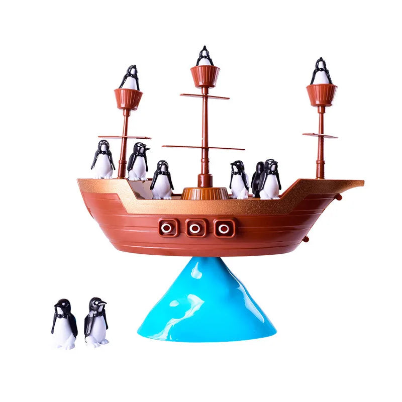 Pirate Boat Puzzle Desktop Game Toy Board Game Balance Penguin Pirate Ship for Parent-child Interaction Birthday Gift