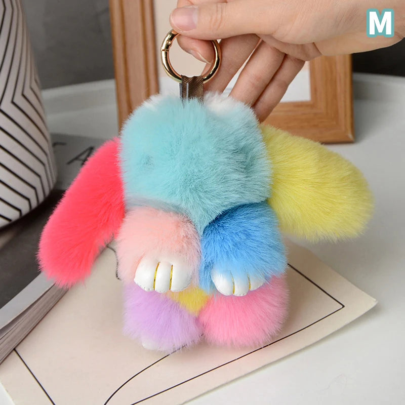 15cm Gifts Rabbit Fur Keychain Women Bag Car Key chain Pendant Decoration Jewelry Bags Hangings Accessories
