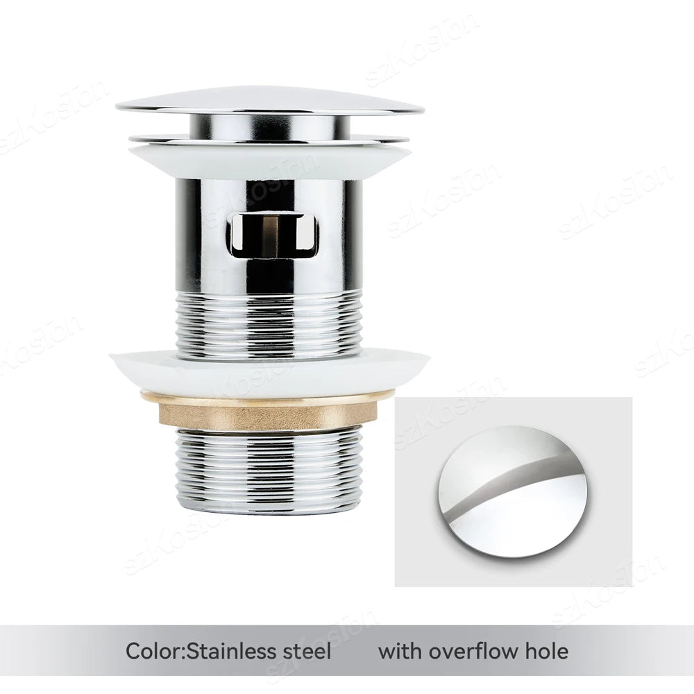 Bathroom Sink Stopper Washbasin Pop Up Drain Plug Cover Waste Pipe Drainer With Or Without Overflow For Bath Accessories