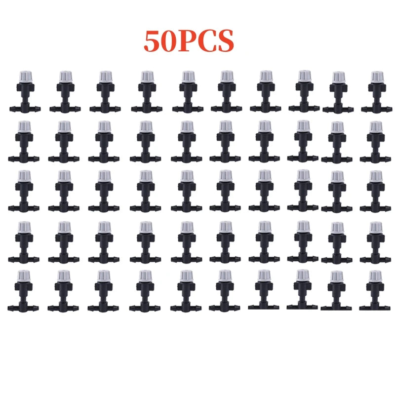 100/10PCS Plastic Watering Irrigation Garden Misting Sprinkler Heads Nozzle W/ Tee Joints for Misting Watering Irrigation System