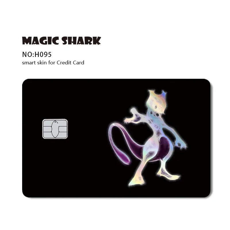 Magic Shark Holographic Laser Mewtwo Snorlax Pikachu Gengar Credit Debit Bank Film Skin Sticker Front Cover
