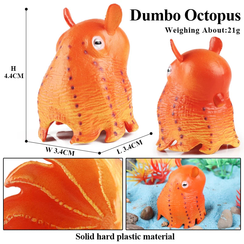 Oenux Ocean Animals Model Jellyfish Starfish Sea Anemone Coral Action Figures Aquarium PVC Miniature Educational Kids Toy Gift
