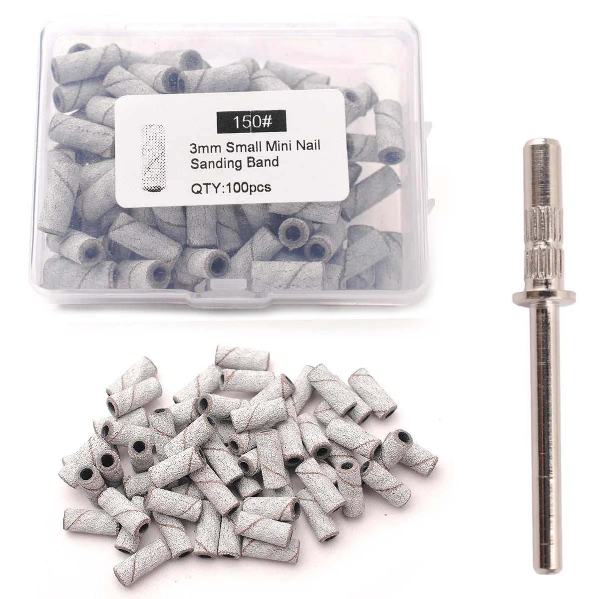 100pcs 3.1mm Mini Sanding Bands Kits Nail Drill Bits Mandrel Sets Electric Manicure Accessories Tool Dead Skin Remover