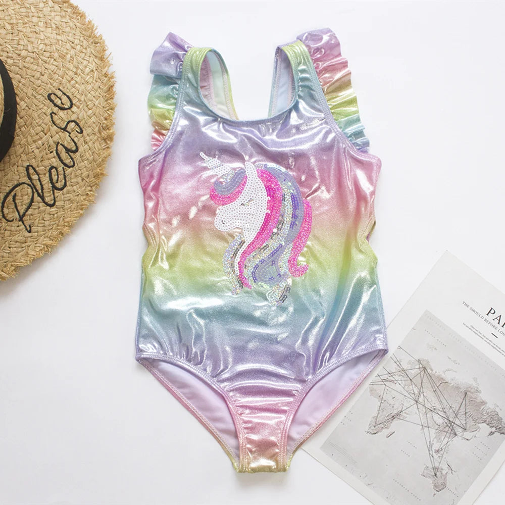 Fishscale Bandage Girls Kids Swimsuit 2026 Shell Shape Embroidery Children Girls One Piece Swimwear Beach Wear Monokini
