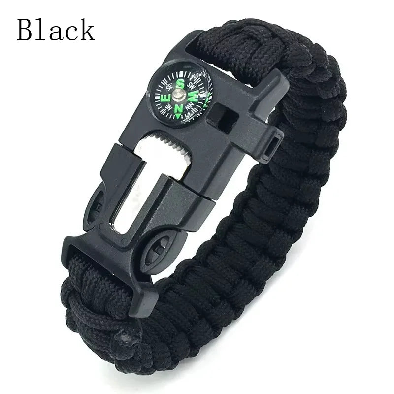 (No flint) Outdoor Survival Umbrella Rope SOS Bracelet Emergency Rescue Bracelet Compass Sport Tactical Whistle Bracelets