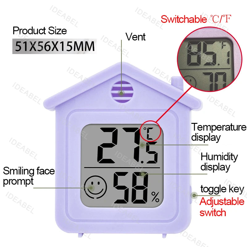 Indoor Mini Temperature and Humidity Meter, Bedroom Temperature Meter, Portable Electronic Digital Display, Humidity and Tempera