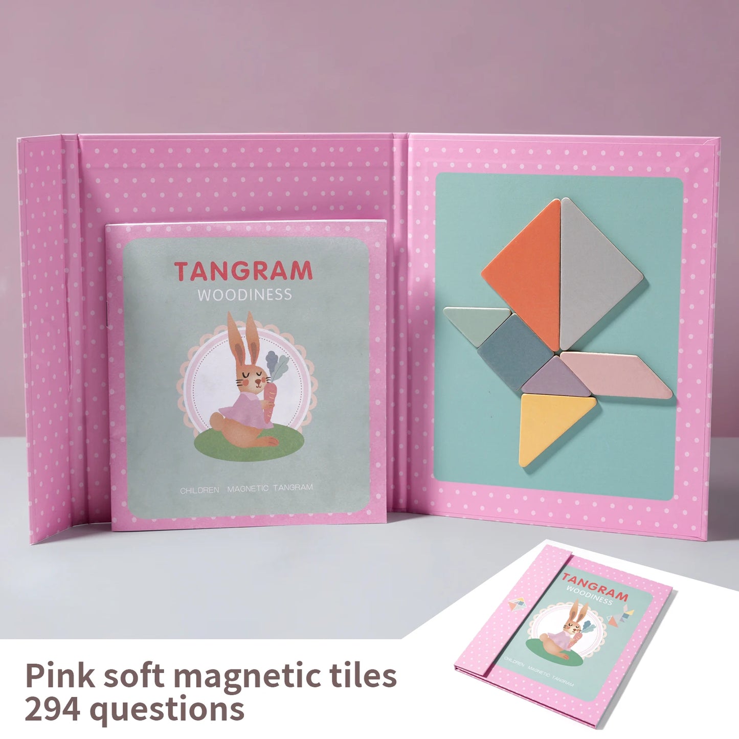 Magnetic Wooden Tangram Block Puzzle Game for Kids - Montessori Educational Intelligence Jigsaw Children's Gift