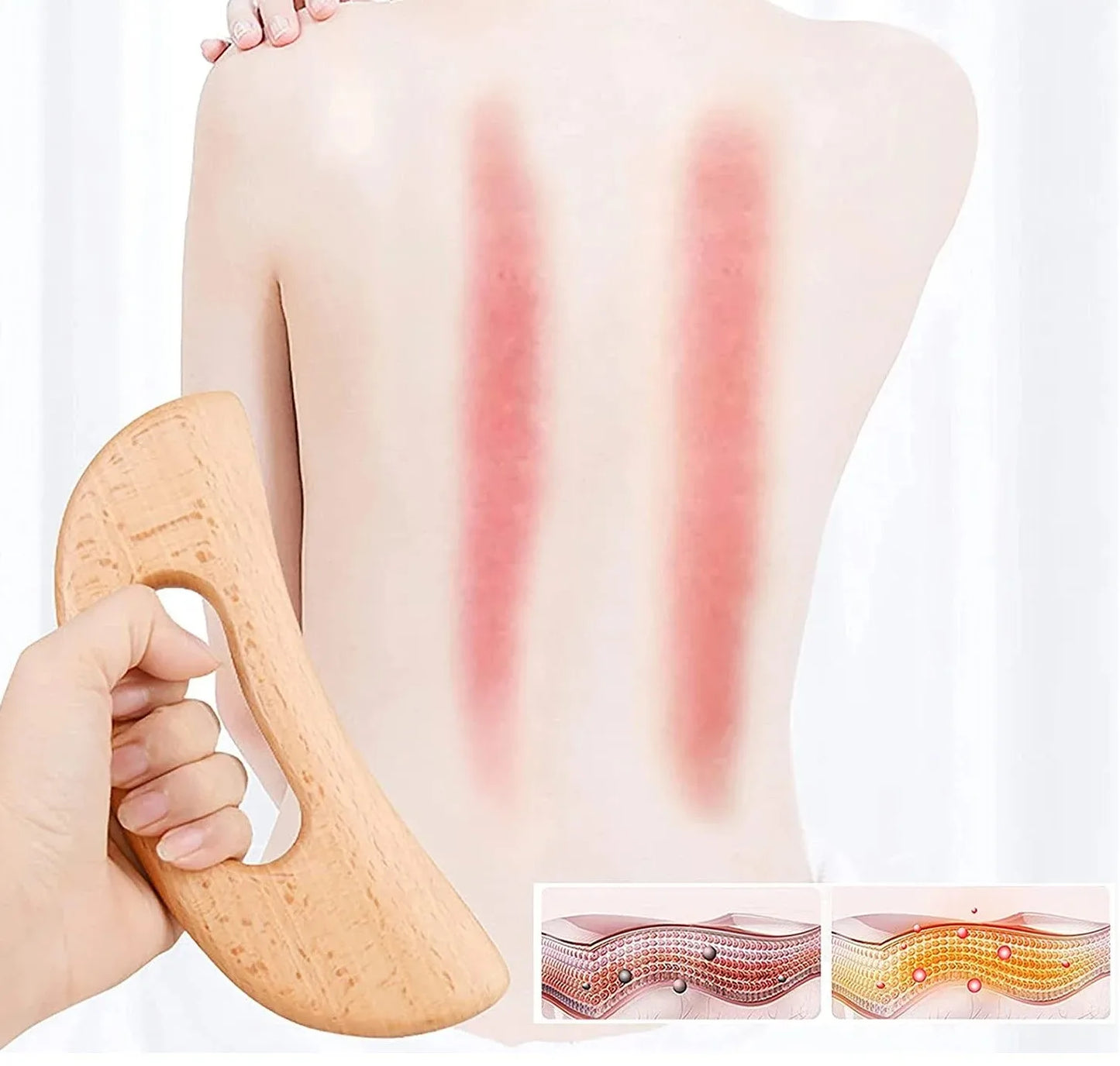 Wooden Cellulite Massager - Full Body Gua Sha Tool for Muscle Scraping & Back Massage, Natural Wood Care