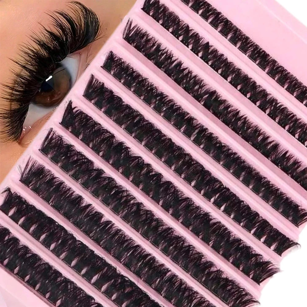 Cluster Lashes, 240pcs 40D 9-16mm Mixed Lengths, Ultra-Natural Look Thin Ultra-Soft Ultra-Light, Reusable for Beginners
