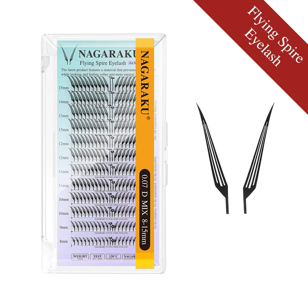 NAGARAKU Premade Spire Eyelash Manga Wing Eyelashes Anime Light Plume Fluttering Eyelash Extensions Comic Spike Wet Set Lashes