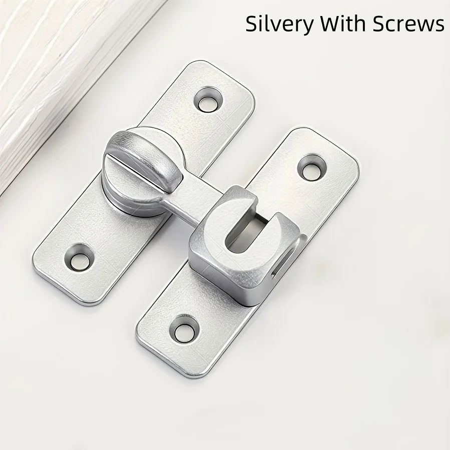 Anti-Theft Door Lock - 90°/180° Adjustable Sliding Pin, Keyless Entry Heavy-Duty Black Easy Install for Home Office Hotel Garage