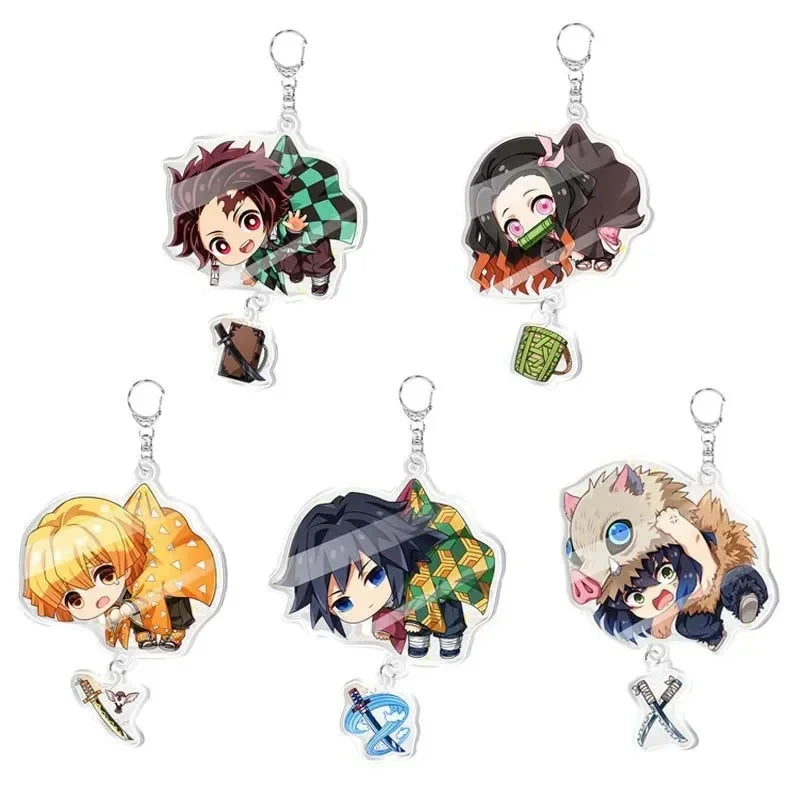5pcs Demon Slayer Pendant Kimetsu No Yaiba Blade of Ghost Keychain Acrylic Bag Pendant Car Key Chain Gift Accessories gift