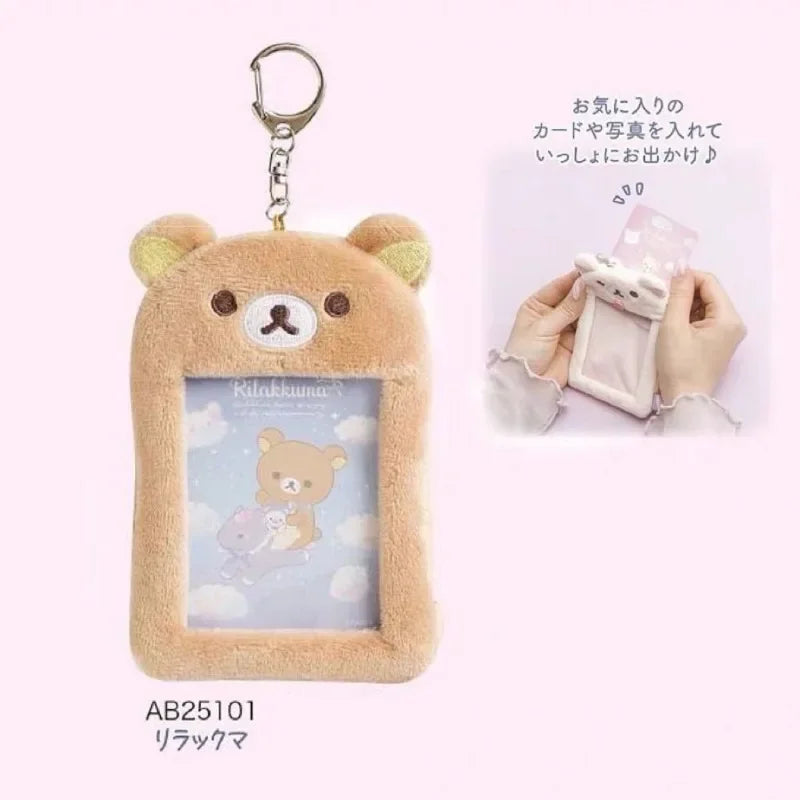 Rilakkuma Plush Keychain Card Holder Photo Protective Case Cartoon Anime Derivative Peripherals Bags Pendant Accessories Gifts