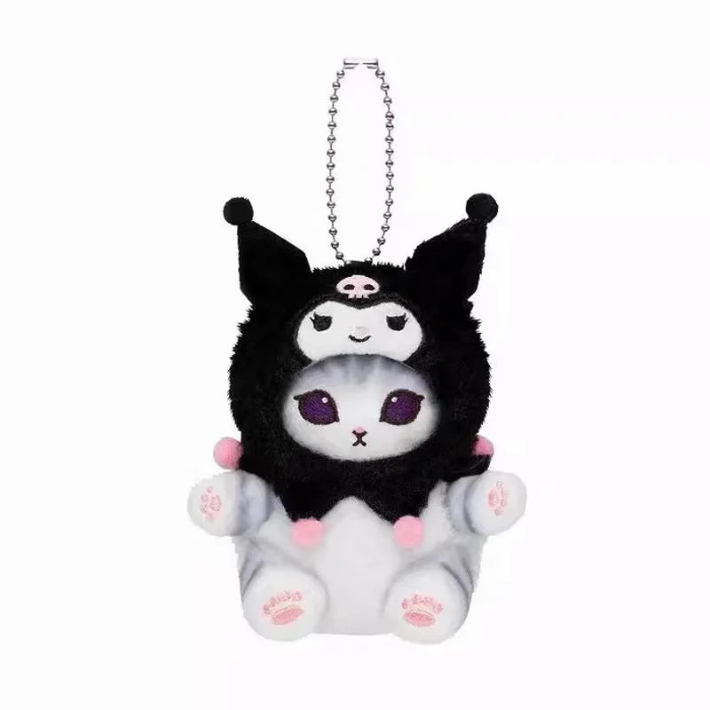 Anime Shark Cat Co Branded Cross-dress Kuromi Hello Kitty Cinnamoroll Plush Toys Collect Decoration Pendant Gift
