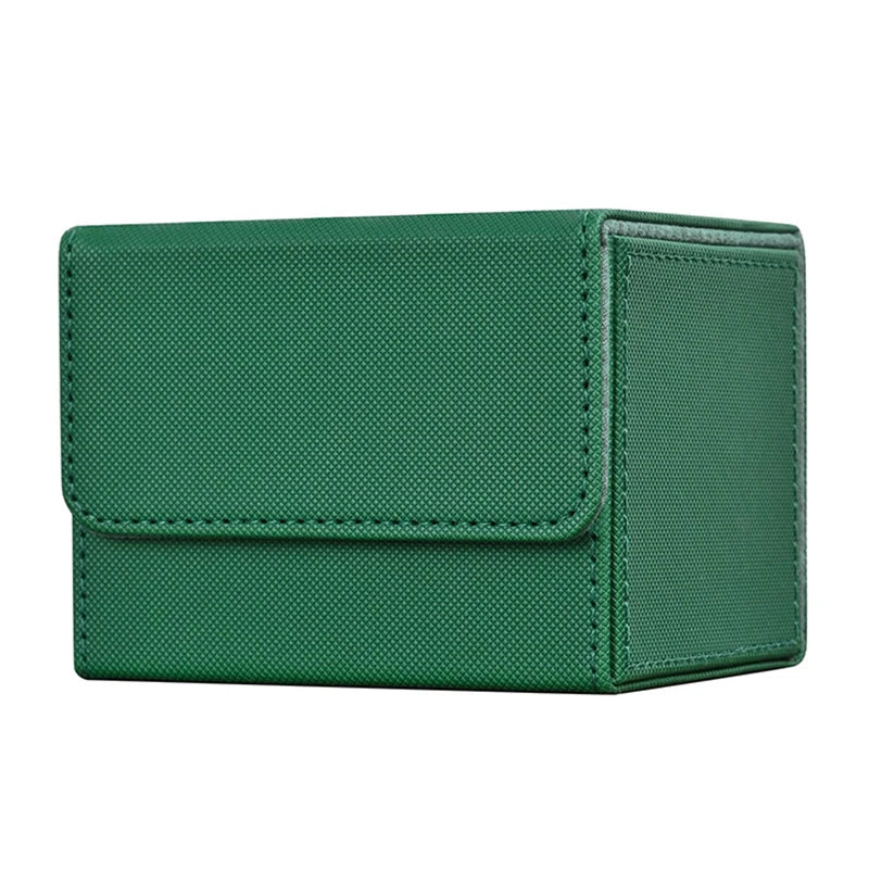 Card Deck Box , Card Storage Box Fits 100 single Sleeved Cards, PU Leather Strong Magnet Card Deck Case for TCG Cards