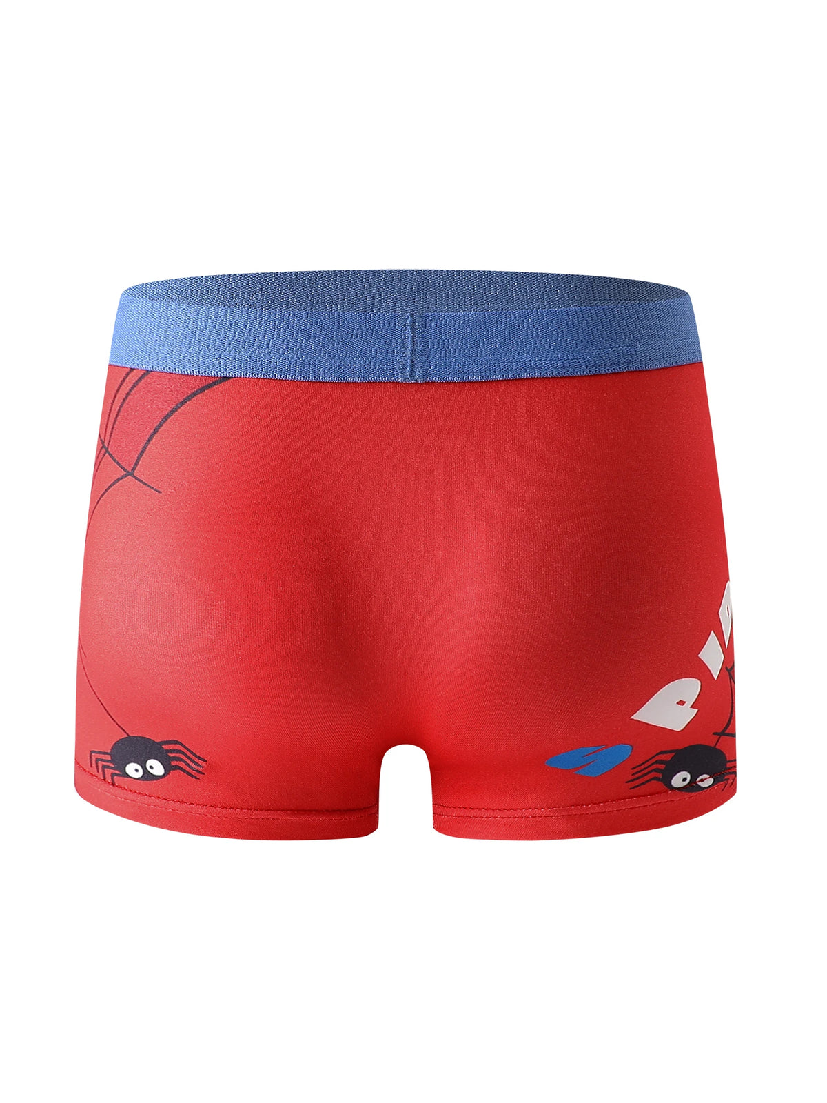 5-Piece Mixed Pack of Boys' Underwear with Spider Print, Cartoon Design, Soft and Comfortable, Casual Cool Street Style for Boys Aged 4-10