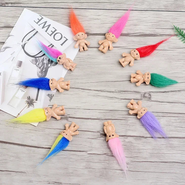 10Pcs/Bag Mini Trolls Dolls Anime Action Figure Colorful Hair Family Members Model Collection Kids Toys for Children's Gift 2025