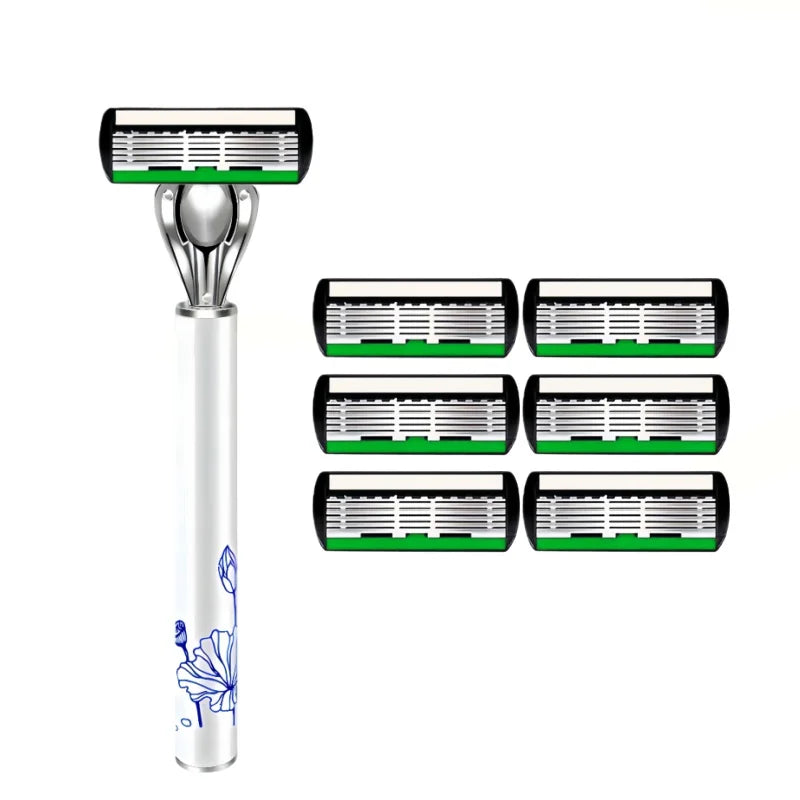 High Quality Men Safety Razor 6-Layer Germany Stainless Steel Shaving Blades Manual Shaver Replacing Cutter Head