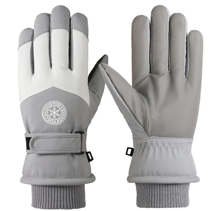 Winter Unisex Snowboard Ski Gloves PU Leather Non-slip Touch Screen Waterproof Motorcycle Cycling Fleece Warm Snow Gloves