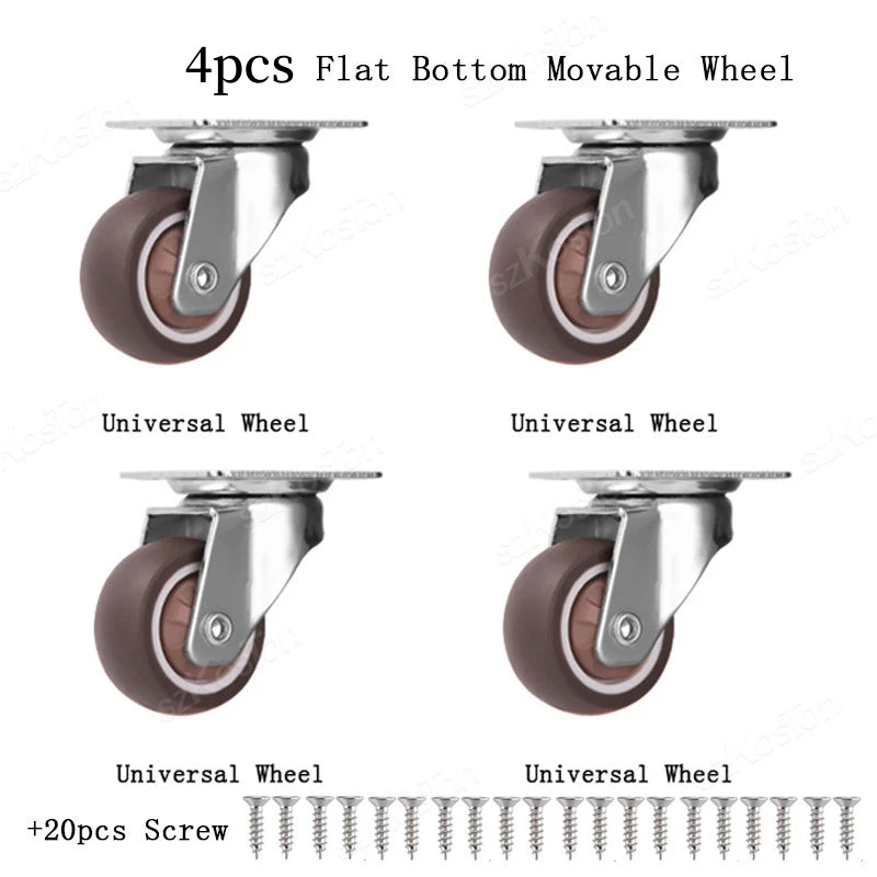4pcs/lot Universal Fixed Swivel Casters for Table Chair Sofa With/Without Brake Heavy Duty Furniture Castor Silent Trolley Wheel