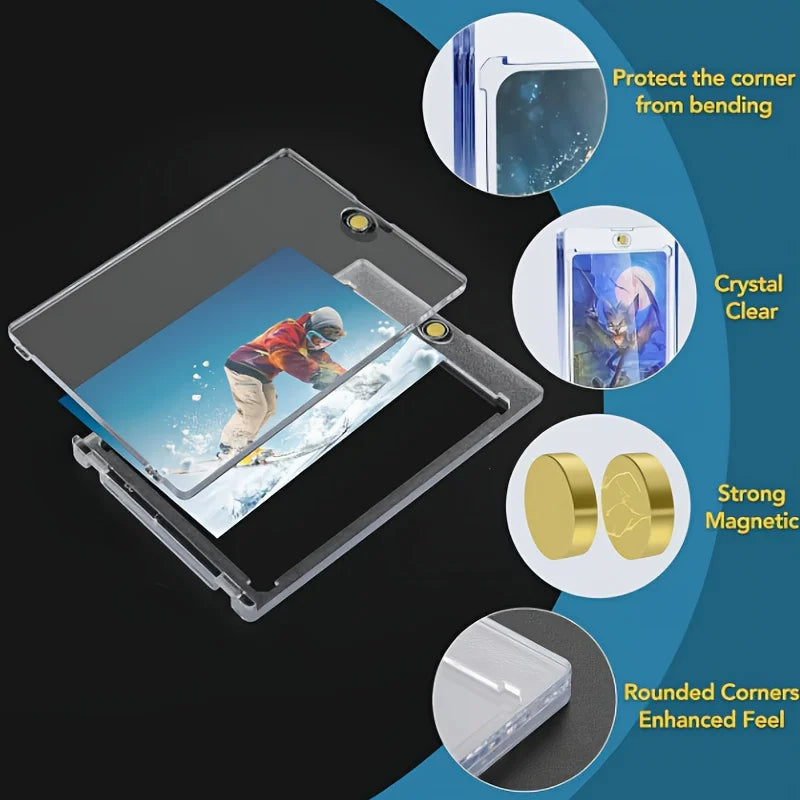 10 Pieces of 35Pt Clear Magnetic Card Storage Boxes, Hard Plastic Storage Boxes, Uv-Resistant Acrylic Magnetic Card Holders, with Magnetic Top Closure, Ideal for Baseball Cards, Perfect for Collectors and Players, Baseball Di
