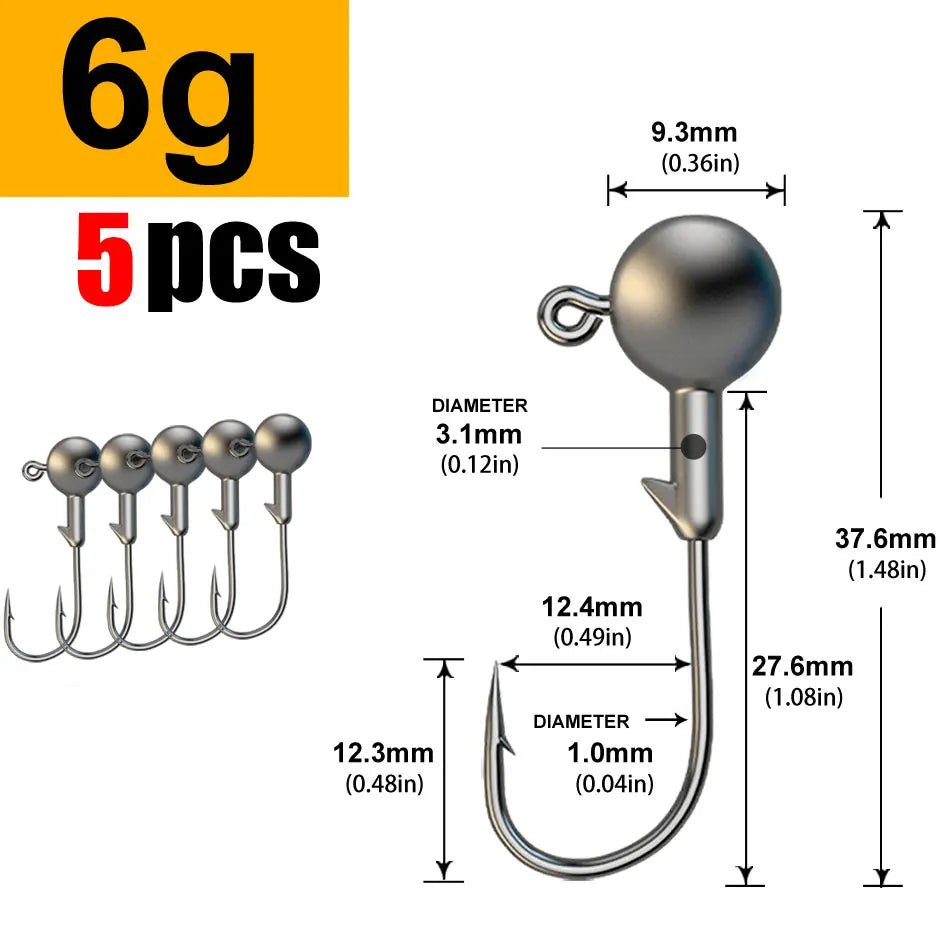 WODJYJ 1g 2g 3g 4g 5g 7g 8g 10g 14g 20g 28g jig head hook for fishing tackle ,rig soft worm hook crank lure bait hook