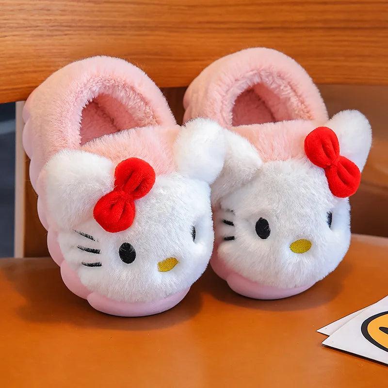 Kawaii Pikachu Figure Cotton Slippers Cover Heel Anime Peripheral Cute Cartoon Flat Autumn/Winter Plush Slippers Christmas Gifts
