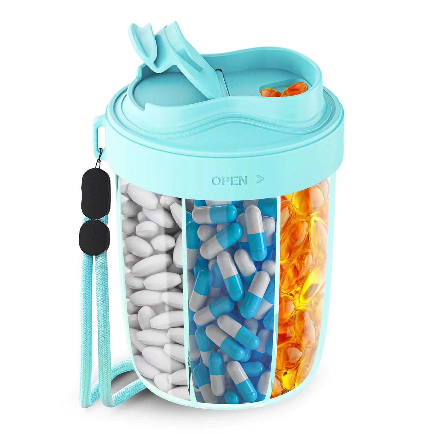 7 Grids Large Pill Box Cases for Travel A Month Pill Organizer Pill Dispenser for Tablets Vitamins Medicine Fish Oils Sub-packed