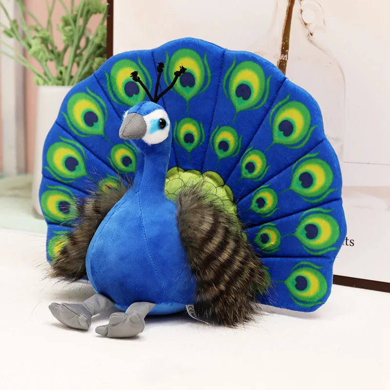 Cute Simulation Green Peacock Plush Toy Blue Peacock Doll Decorative Ornament Gift Bird Doll Zoo Souvenir Ornament Photo Props