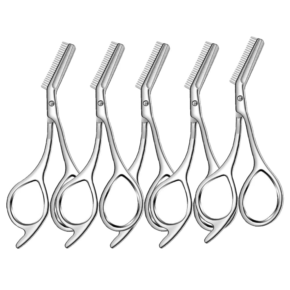 Professional Stainless Steel Eyebrow Scissors with Comb Teeth and Tweezers-Style Tip Heavy-Duty Sharp Blades Serrated Edge