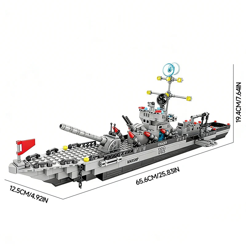 Huge size 1560PCS Navy war ship Army ship model warship 6 in 1 multi-shape combination building blocks to build a boy toy set