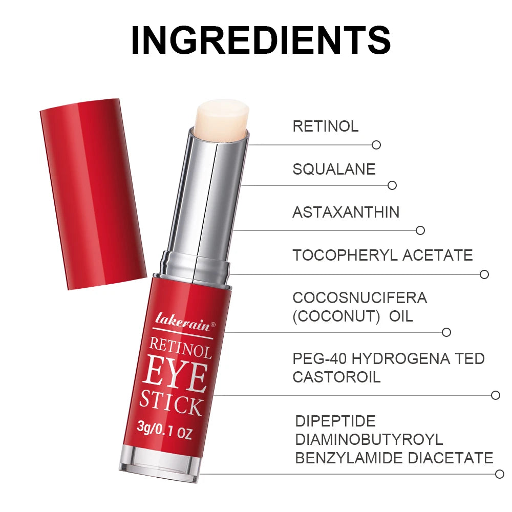 Lakerain Retinol Eye Cream Stick Moisturizing, firming Removing Eye Bags Lightening Lines And Smoothing Dark Circles Eye Cream