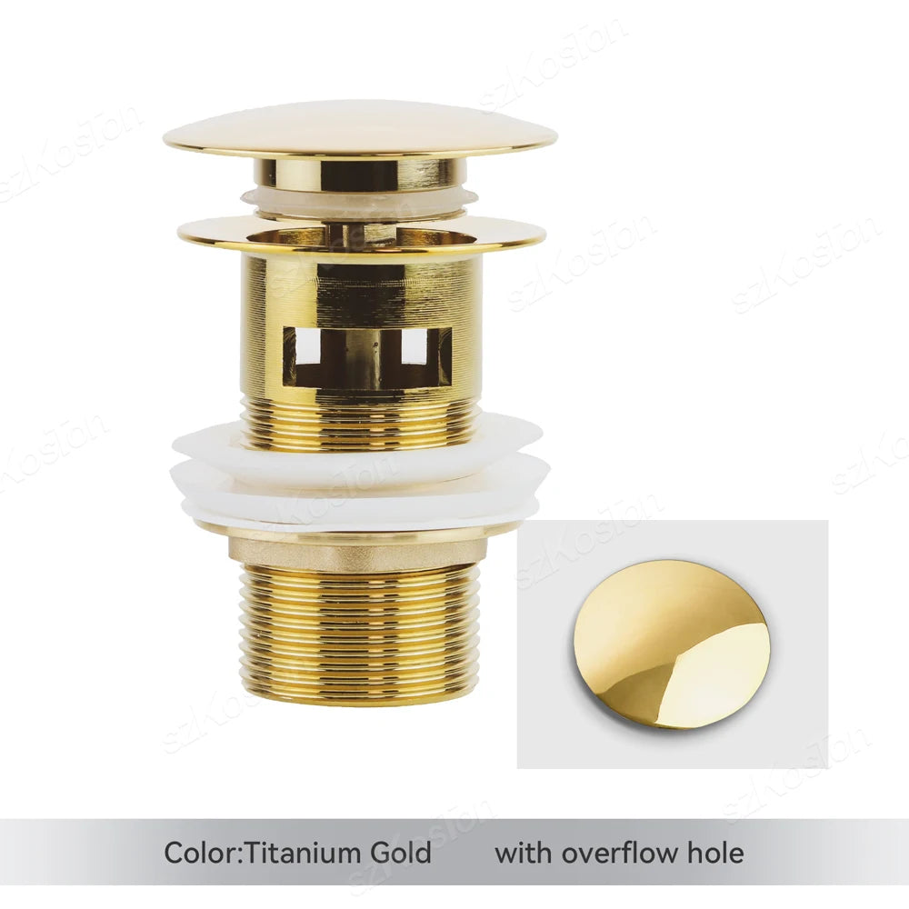 Bathroom Basin Sink Sewer Pop Up Drain Filter Waste Stopper Bathroom Kitchen Faucet Accessories Brass Matt Black Gold