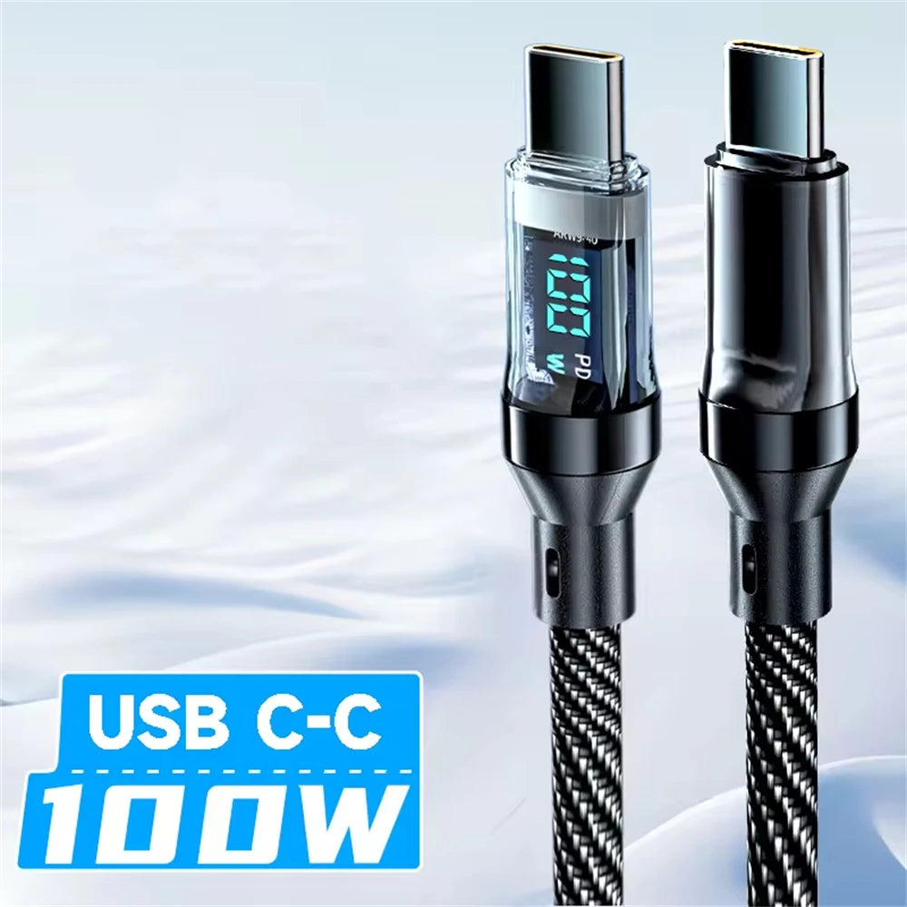 NNBILI 100W USB C 120W USB A charging cables with LED display screen, USB C=C-C,USB A=A-C,not for Xiaomi iPhone Samsung