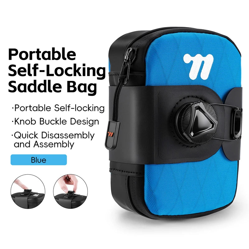 WEST BIKING Bicycle Saddle Bag Lightweight Waterproof Bike Seat Tail Bags Wear-Resistant Rotating Lacing Buckle Bike Accessories