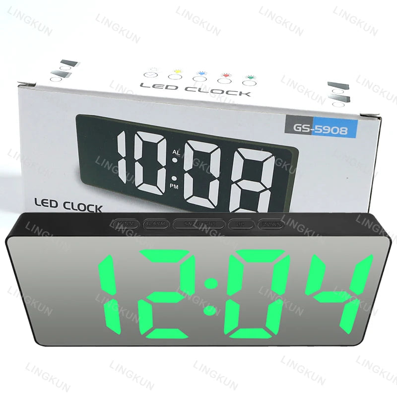 Digital Alarm Clock LED Electronic Desktop Clock with Temperature for Bedroom Home Office Teens Kids