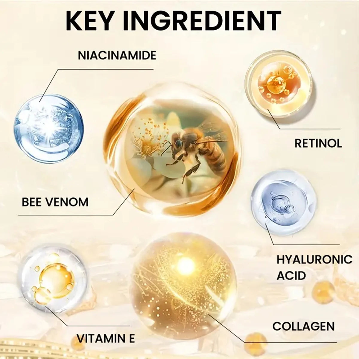 Bee Venom Instant Facial Lifting Cream Tightens and Lifts Sagging Skin, Smoothing the Skin | Alcohol-Free, Contains Hyaluronic Acid, Suitable for All Skin Types