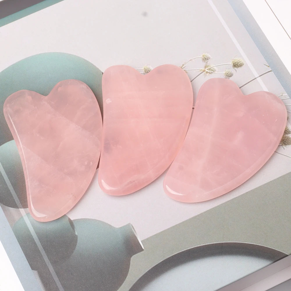 Natural Stone GuaSha Tool Jade Facial Beauty Rose Quartz Scraping Crystal Massager Firm Skin Face Gua Sha SPA