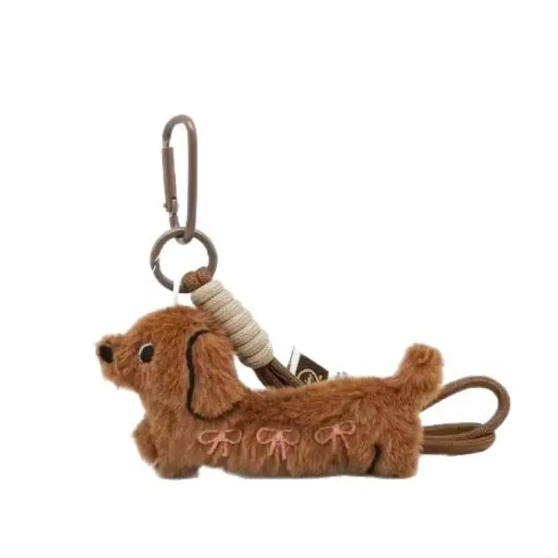Cartoon Animal Dog Dachshund Plush Keychain Puppy Stuffed Keyring Cute Key Holder Pendant Bag Hanging Decoration Gift