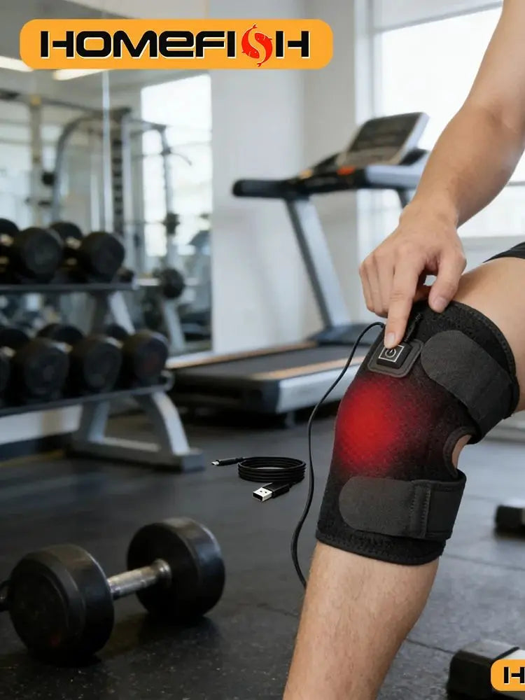 Electric Knee Heating Pad - USB Powered Warm Brace, Adjustable Thermal Wrap for Daily Knee Support
