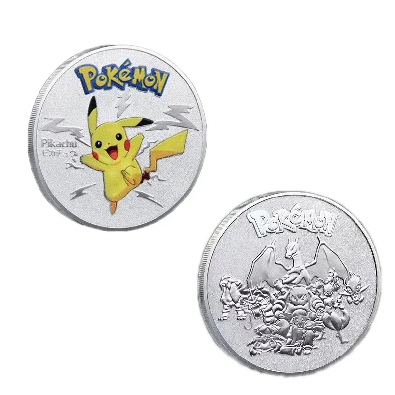 Anime Gold Plated Gold Coin Game Commemorative Coin Pikachu Mewtwo Charizard Gold Coin Game Collection childrens gift