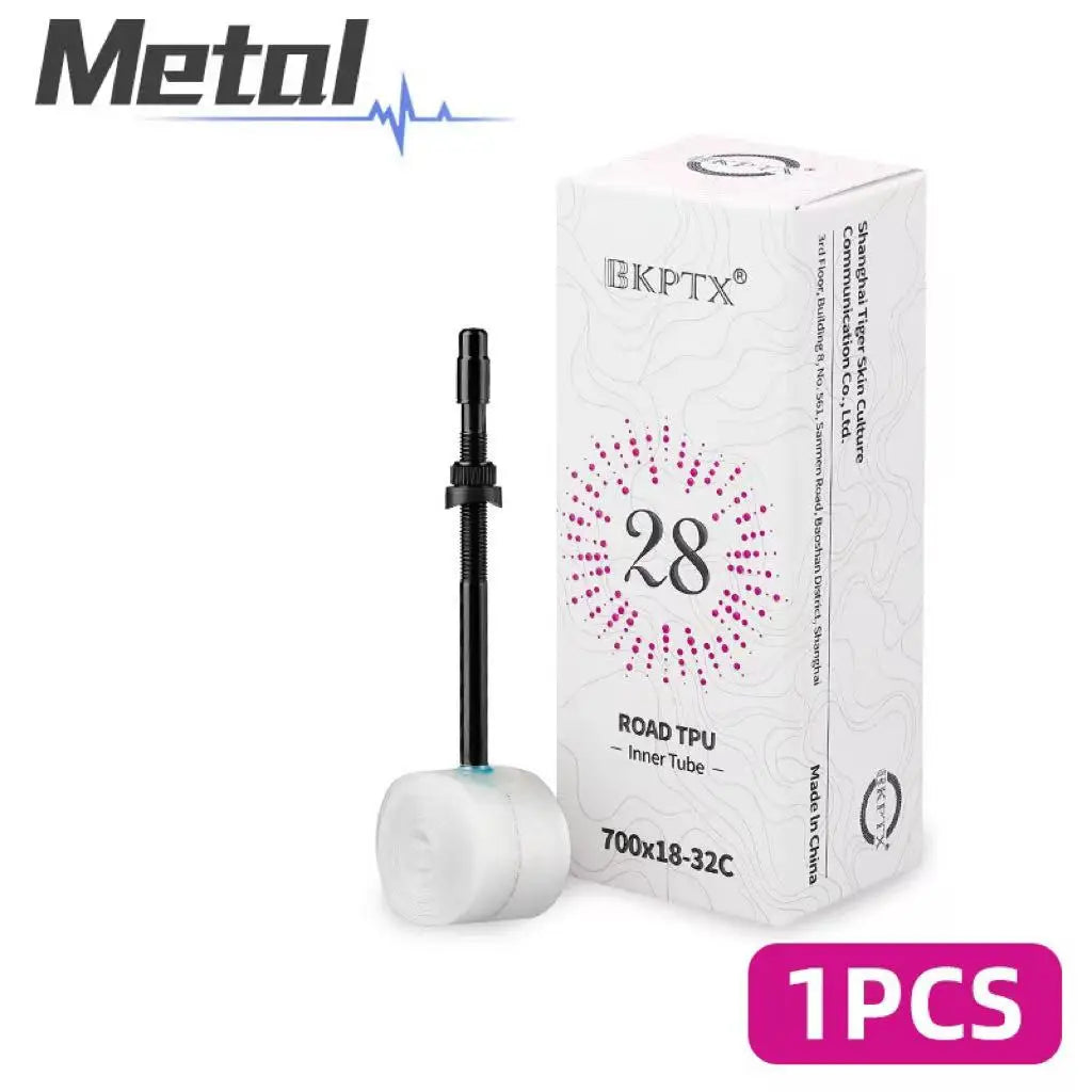 BKPTX 1Pcs 28g Metal/Plast Ultralight Bike TPU Inner Tube 700X18 25 28 32 Road Bicycle TPU Material Tire Length French Valve